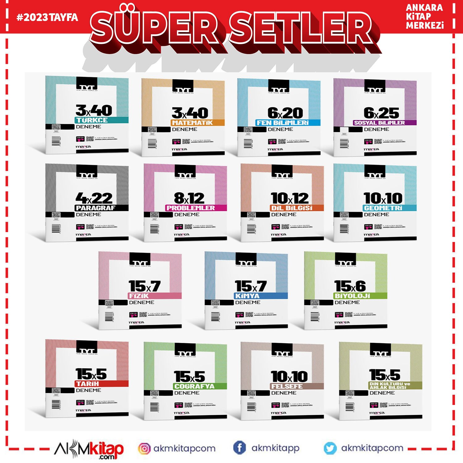 TYT Tüm Dersler Branş Deneme Sınavı Seti Marka Yayınları