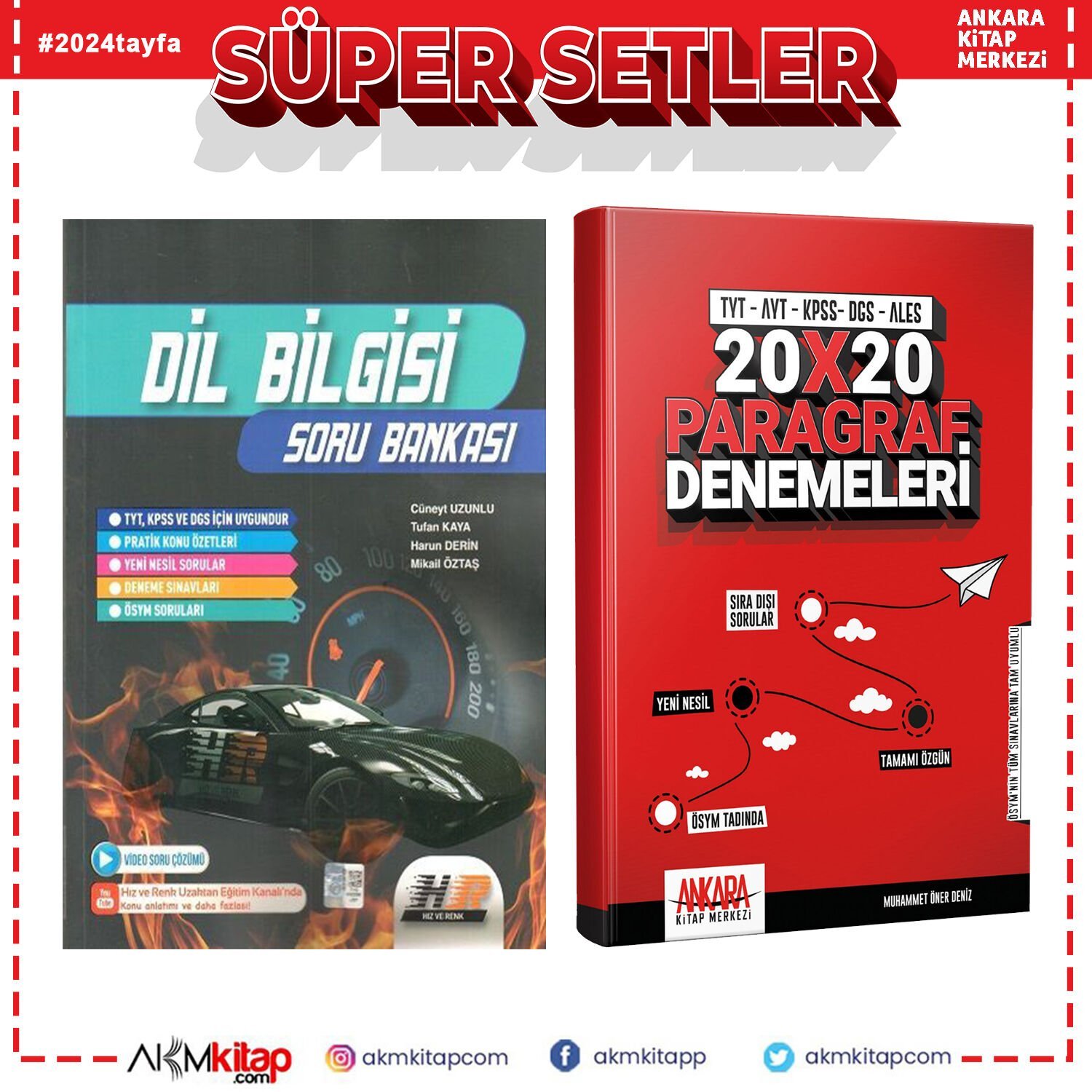 Hız ve Renk TYT AYT Dil Bilgisi Soru ve AKM Paragraf Deneme Seti 2 Kitap