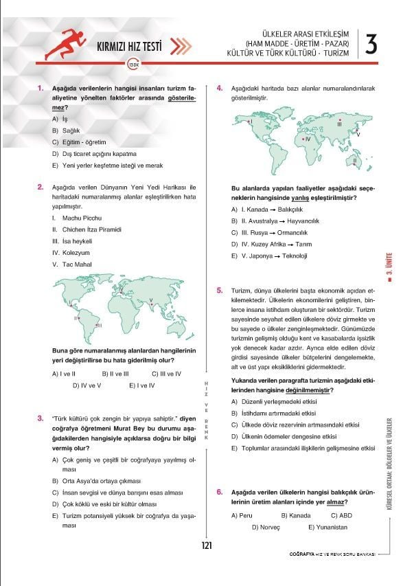 AYT Coğrafya Soru Bankası Hız ve Renk Yayınları