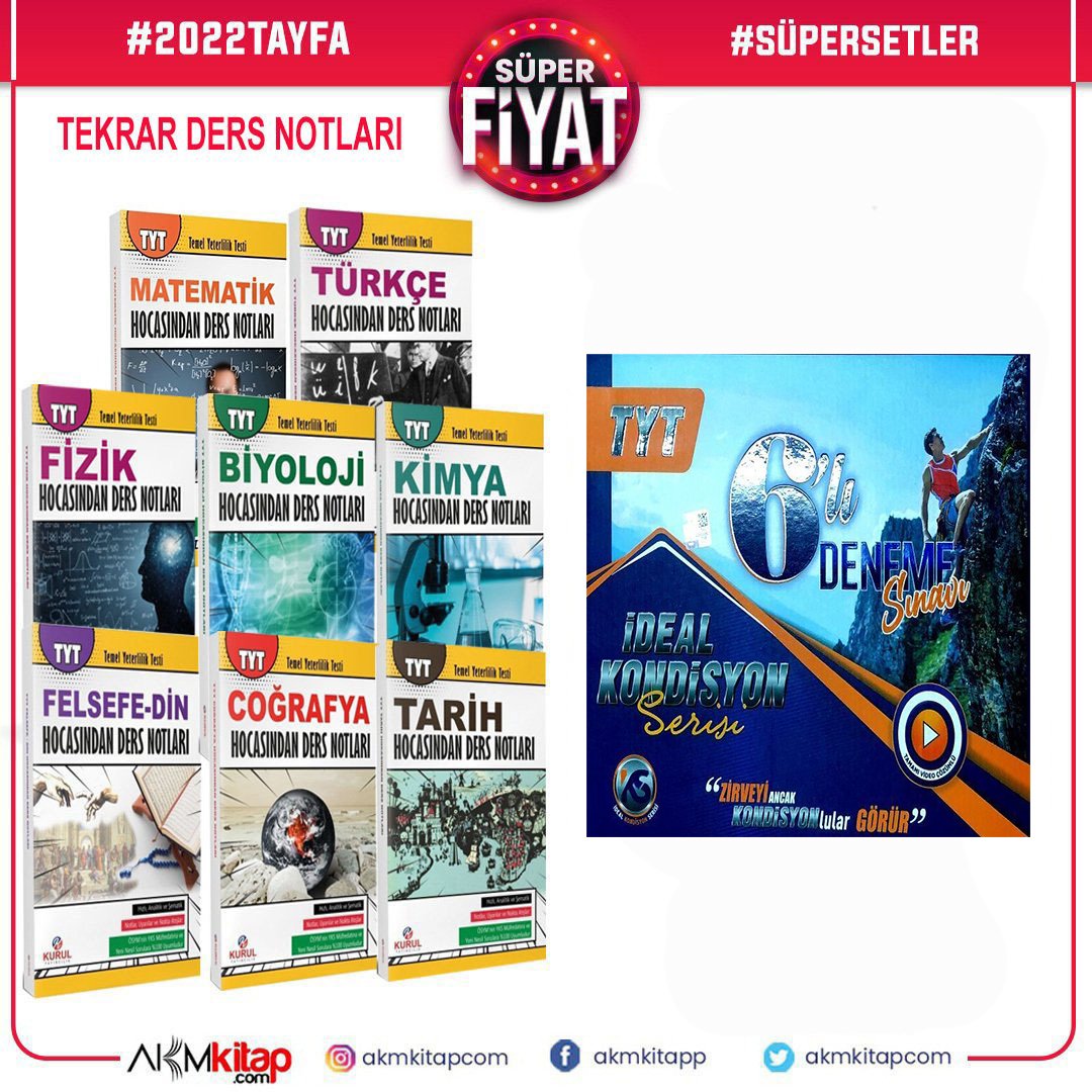 2022 Tayfa Dev Konu ile Hız ve Renk Yayınları TYT 6 lı Kondisyon Deneme Seti