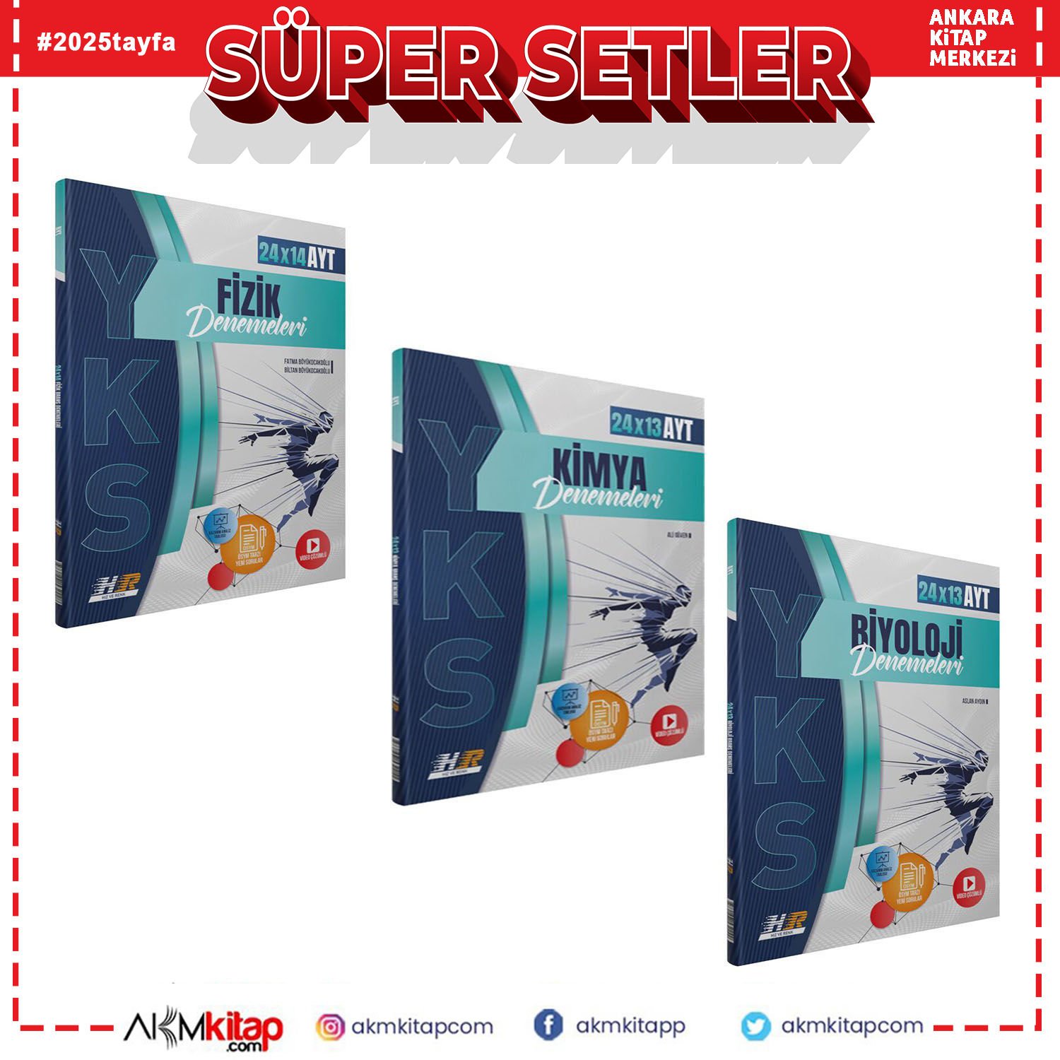 Hız ve Renk AYT Fizik Kimya ve Biyoloji Deneme Seti 3 Kitap