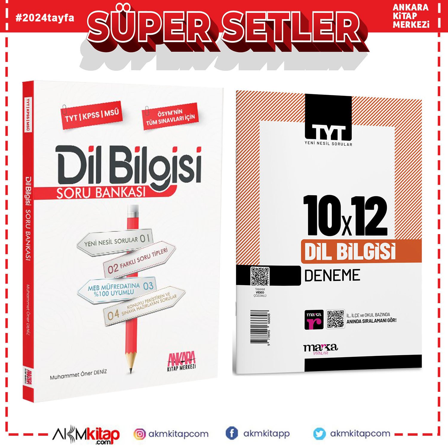 Ankara Kitap Merkezi Dil Bilgisi Soru Bankası ve Marka Deneme Seti 2 Kitap