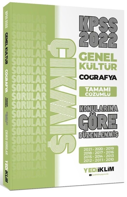 2022 KPSS Genel Kültür Coğrafya Konularına Göre Tamamı Çözümlü Çıkmış Sorular Yediiklim Yayınları