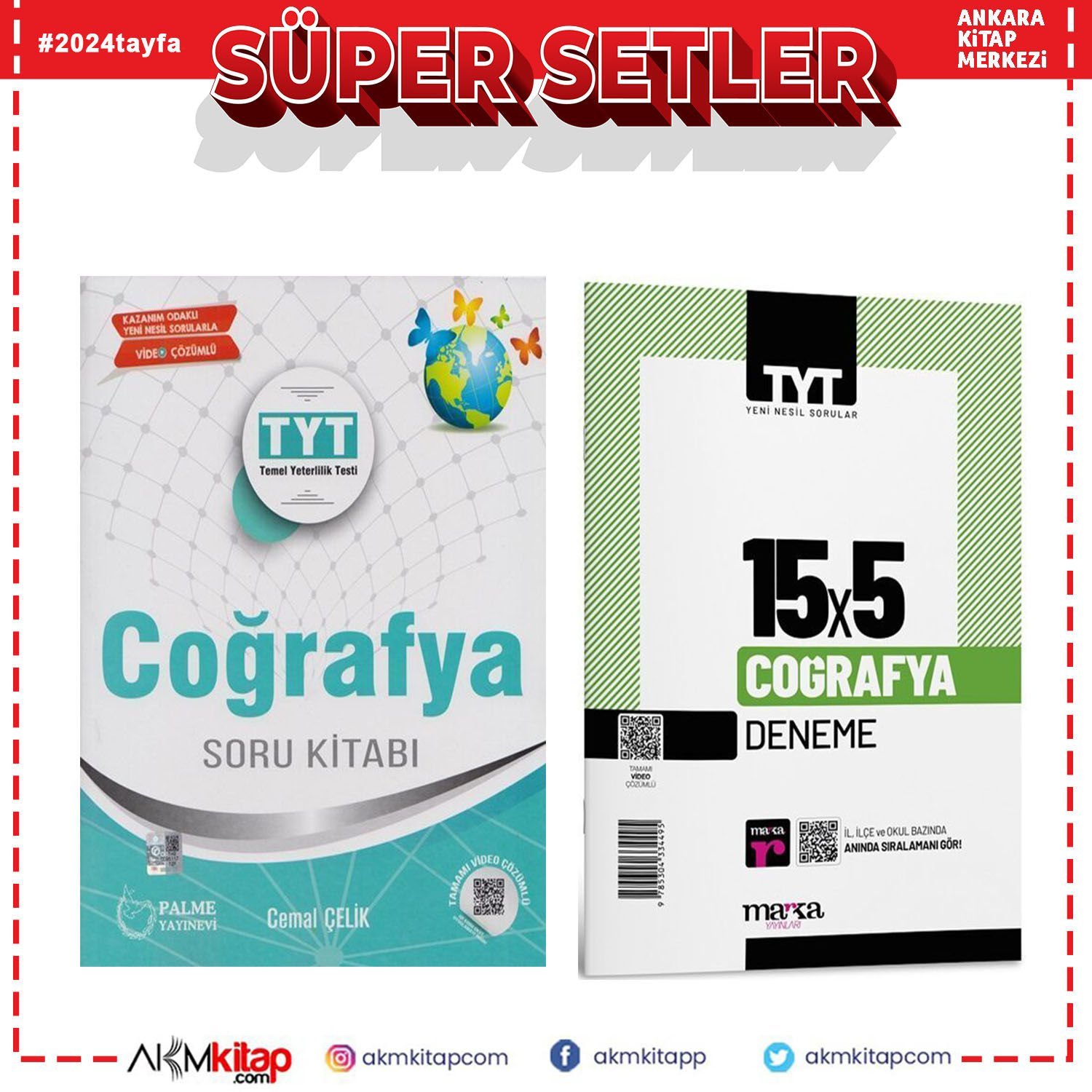 Palme TYT Coğrafya Soru Banaksı ve Marka Coğrafya Deneme Seti 2 Kitap