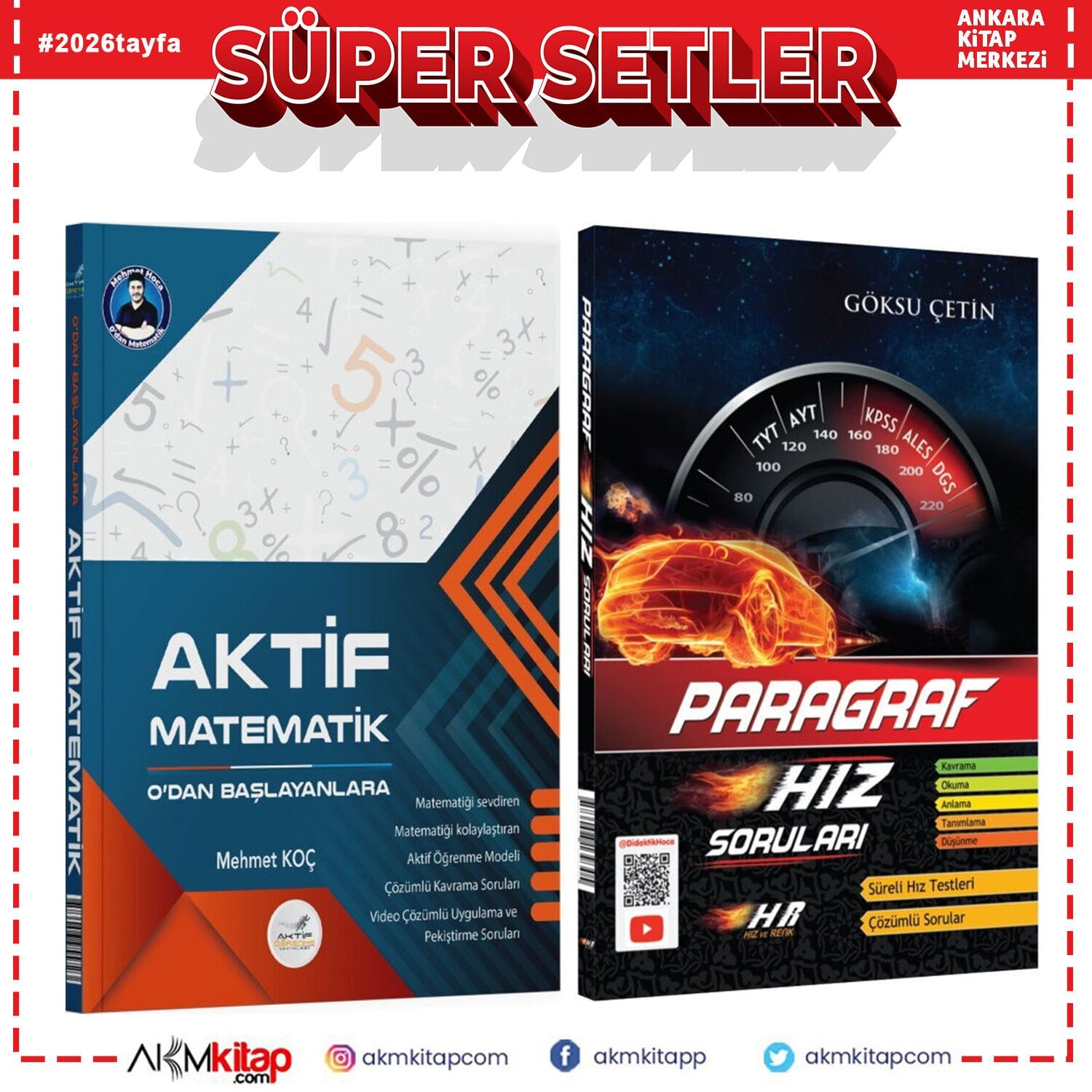 Aktif Öğrenme TYT Aktif Matematik 0 dan Başlayanlara ve Hız Renk Paragraf Soru Bankası Seti 2 Kitap