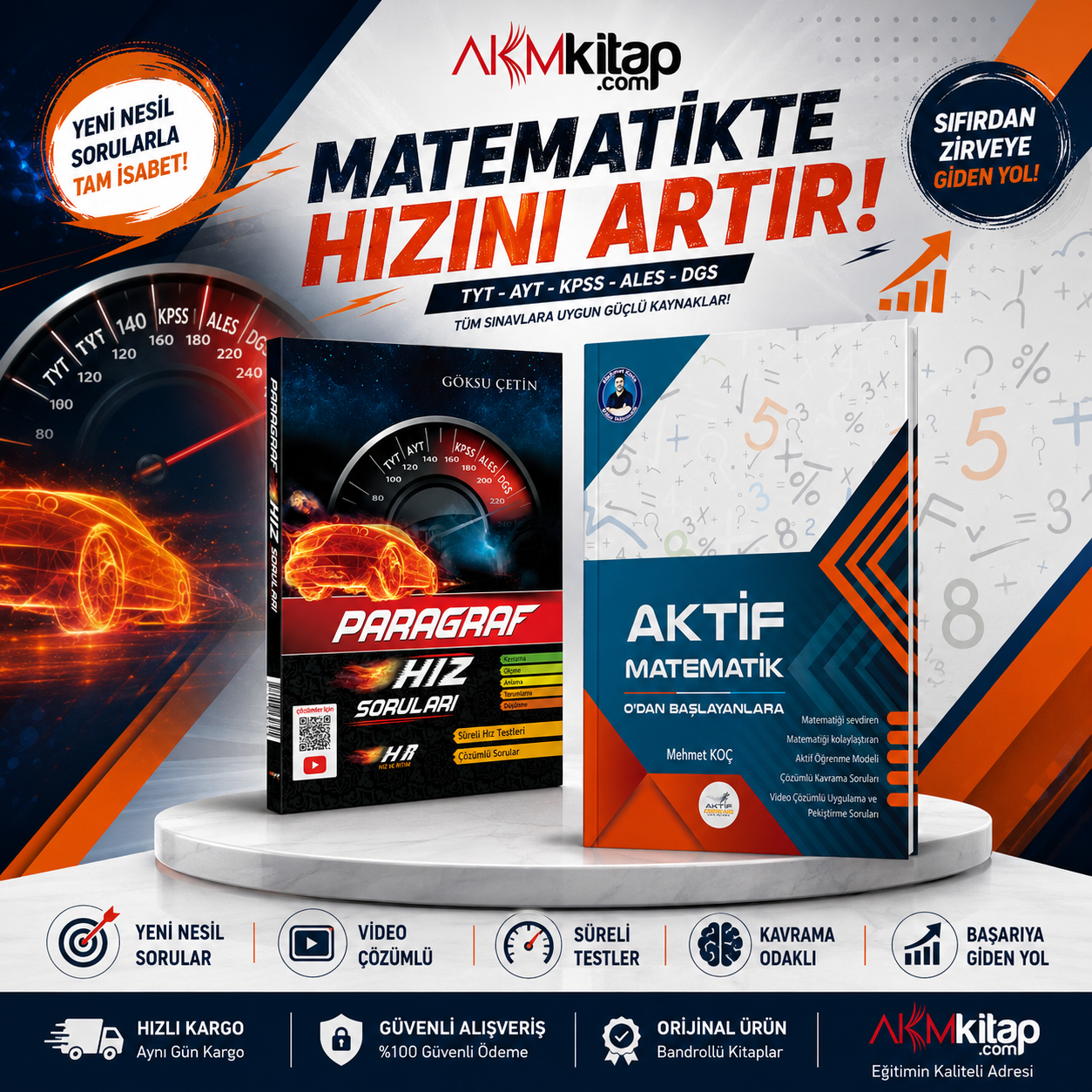 Aktif Öğrenme TYT Aktif Matematik 0 dan Başlayanlara ve Hız Renk Paragraf Soru Bankası Seti 2 Kitap