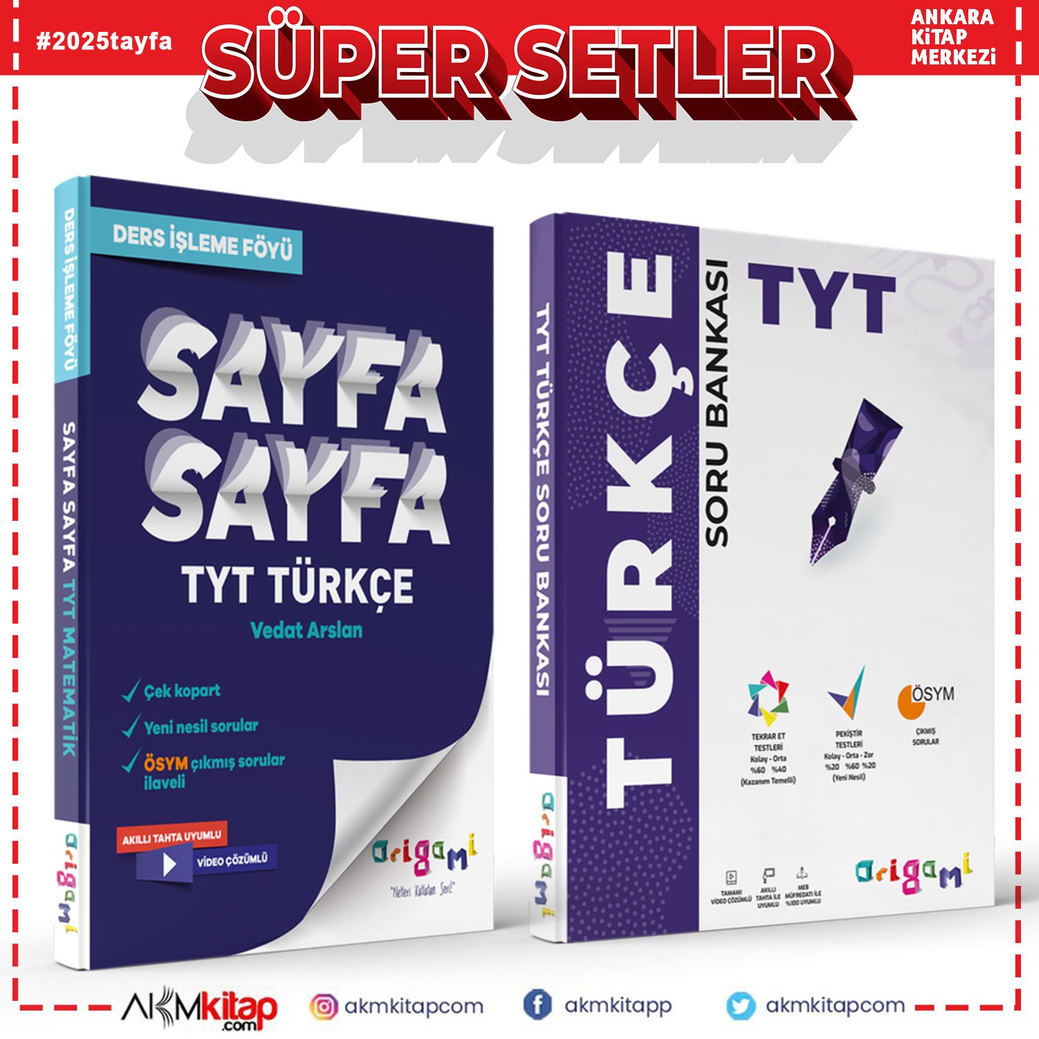 Tammat TYT Türkçe Sayfa Sayfa Ders İşleme Föyü ve Origami Soru Bankası Seti 2 Kitap
