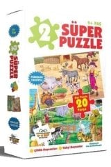 2 Süper Puzzle Çiftlik Hayvanları Vahşi Hayvanlar 20 Parça 0 6 Yaş Yayınları