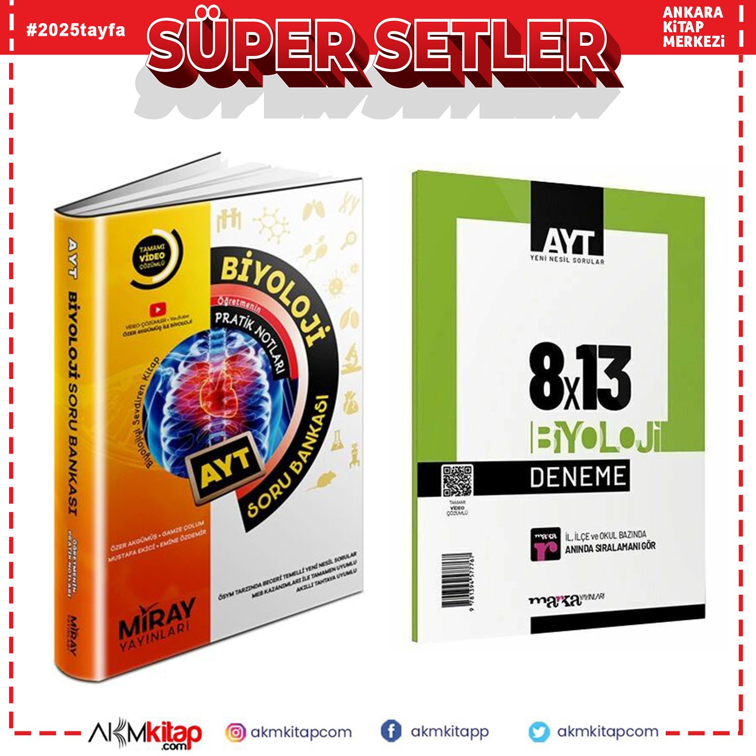 Miray Yayınları AYT Biyoloji ve Marka Deneme Seti 2 Kitap