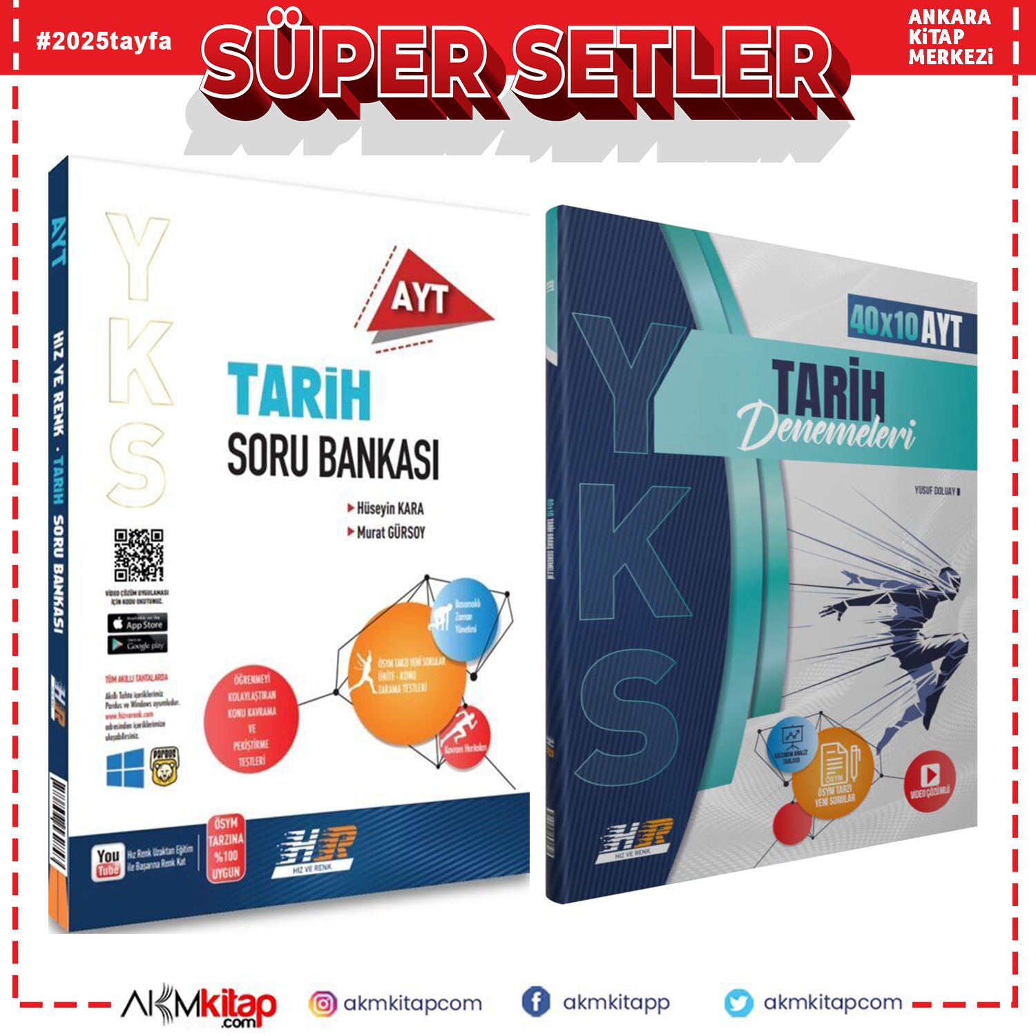 Hız ve Renk AYT Tarih Soru Bankası ile Deneme Seti 2 Kitap