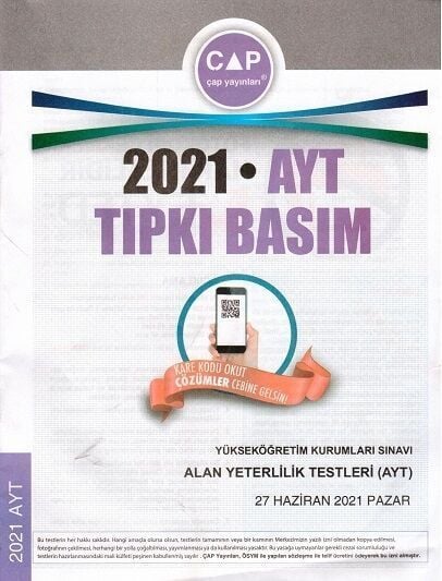2021 AYT Tıpkı Basım Çap Yayınları