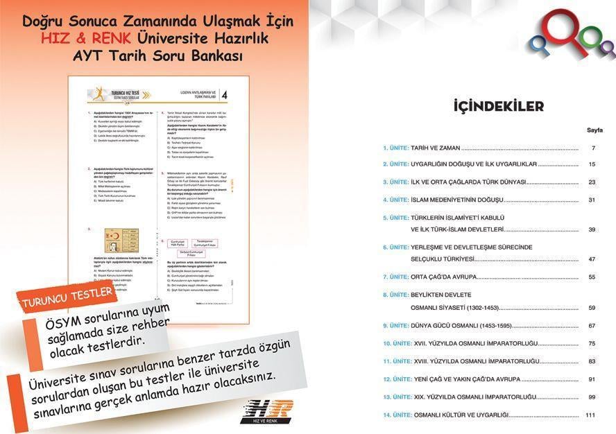 AYT Tarih Soru Bankası Hız ve Renk Yayınları