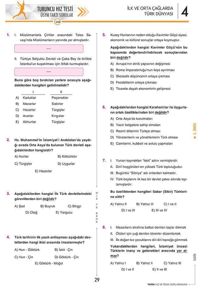AYT Tarih Soru Bankası Hız ve Renk Yayınları
